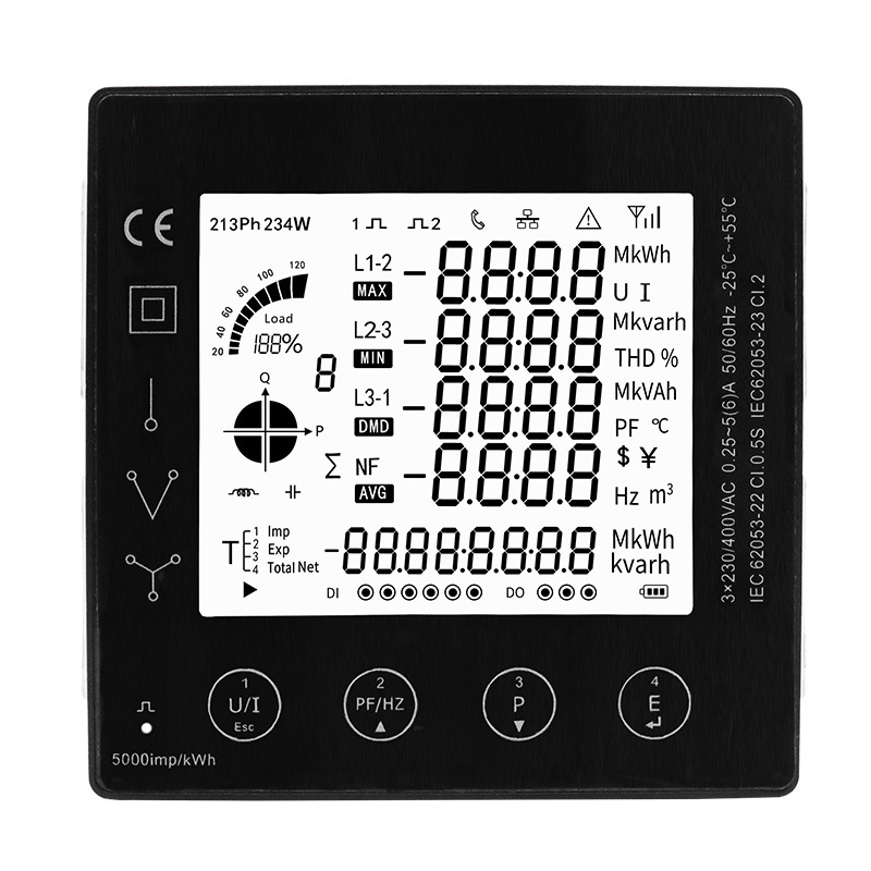 Smart Multi-Rate 96*96mm RS485 Modbus RTU Electric Consumption Meter Multi-function Power Panel 3 Phase Energy Meter