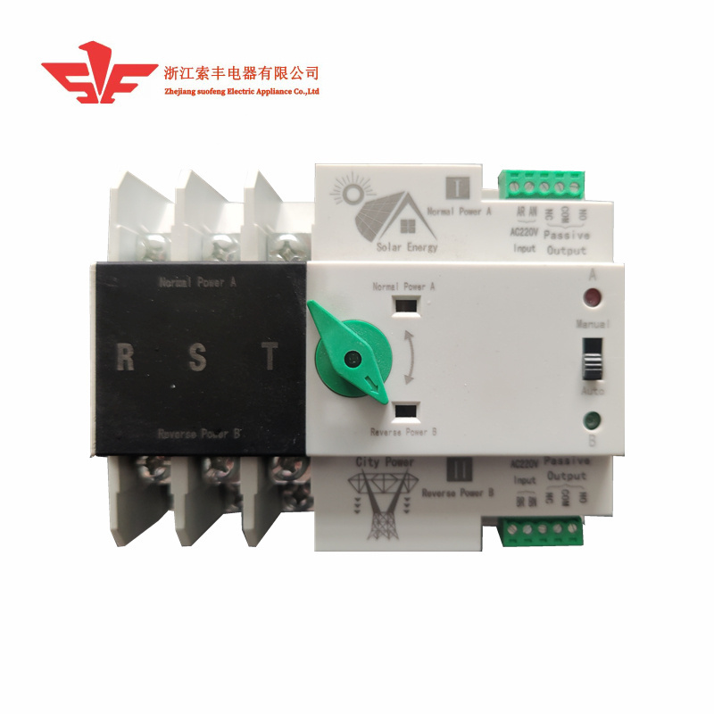 Commercial power photovoltaic switch-over fast in micro-second class 400V 100A 2P 3P 4P Dual power automatic transfer switch