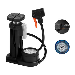 New arriver 140PSI road bike portable mini floor pump bicycle foot pump with pressure gauge