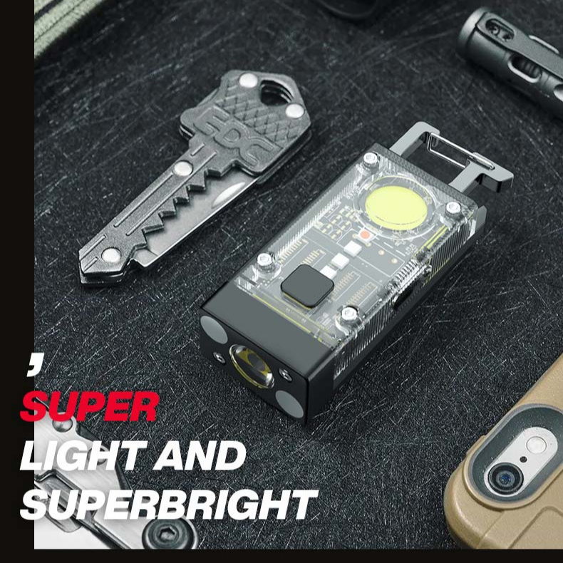 COB LED Portable EDC Flashlight Rechargeable Solar Panel Mini Keychain Flashlights for Camping Walking