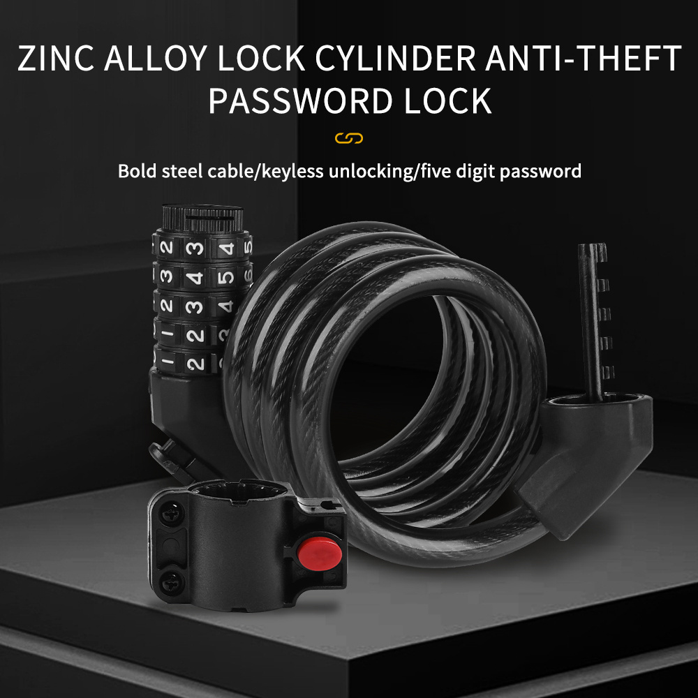 Waterproof Anti-Theft Custom Cable Bike Lock Carbon Steel Antishear Bicycle Combination Lock