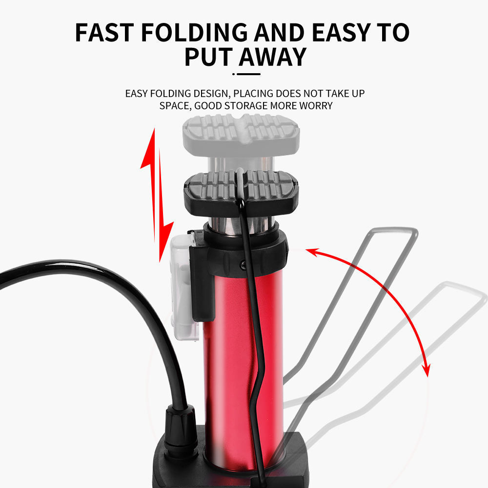 Bicycle Tire Pump 120psi Gauge Foot Pedal Portable Floor Air Pump Mini  Bicycle Foot Pump