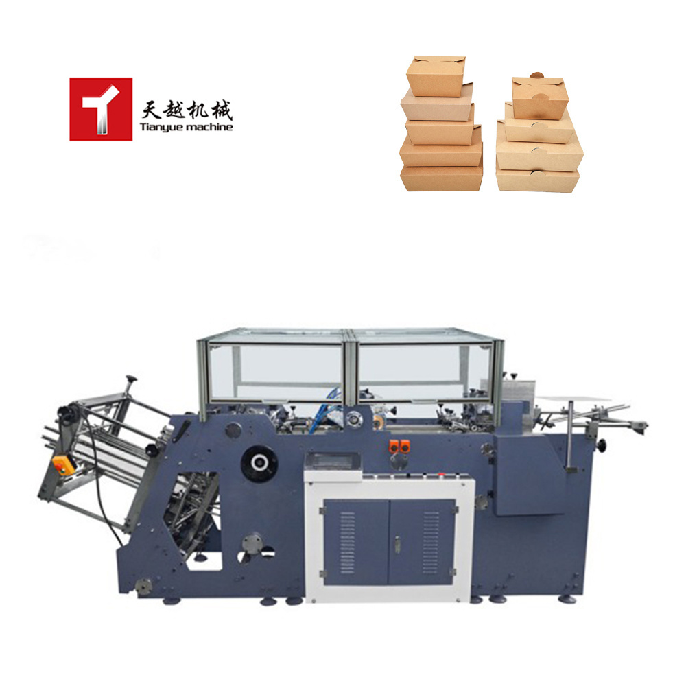 High Speed Automatic Hamburger Disposable Paper Lunch Box Manufacturing Machine Carton Erecting Forming Lunch Box Making Machine