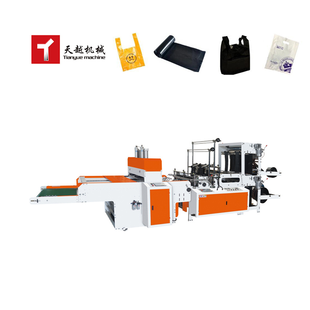 China High Speed 9 KW HDPE LDPE Biodegradable Polythene Garbage Shopping Bag Fully Automatic Plastic T-Shirt Bag Making Machine