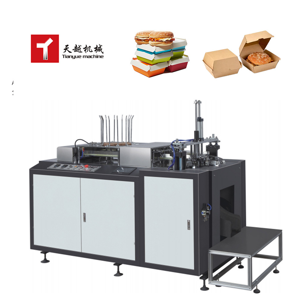 High Speed Automatic Hamburger Disposable Paper Lunch Box Manufacturing Machine Carton Erecting Forming Lunch Box Making Machine