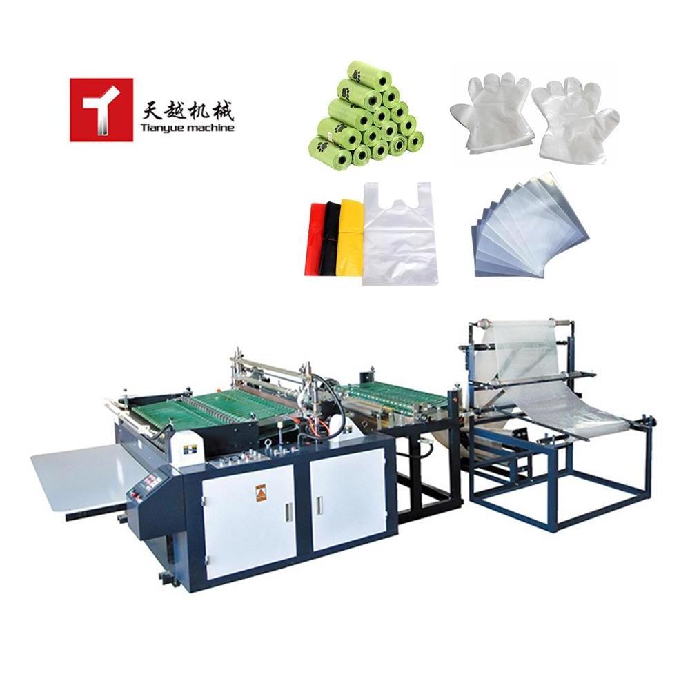 China High Speed 9 KW HDPE LDPE Biodegradable Polythene Garbage Shopping Bag Fully Automatic Plastic T-Shirt Bag Making Machine