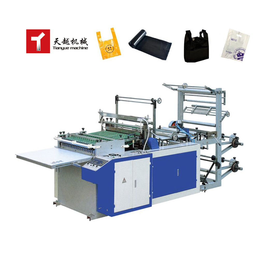 China High Speed 9 KW HDPE LDPE Biodegradable Polythene Garbage Shopping Bag Fully Automatic Plastic T-Shirt Bag Making Machine