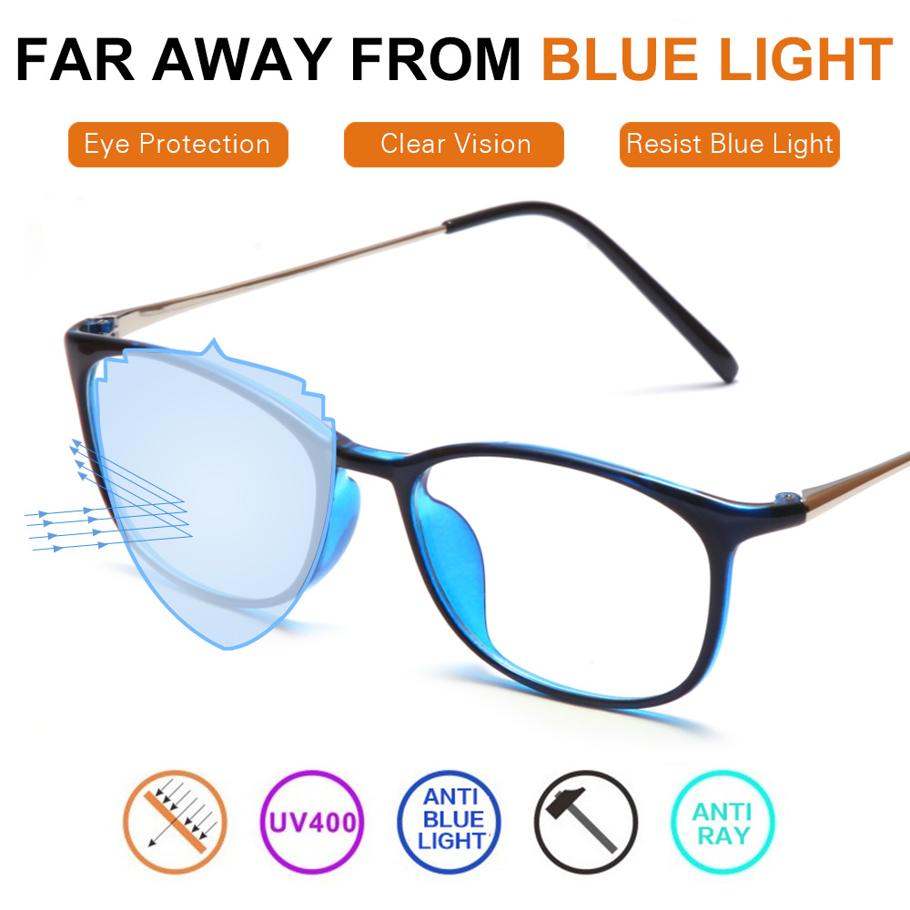 High Quality Wholesale China Squared Full Frame Black Blue Color TR90 Blue Light Blocking Eyeglasses Frame Optical For Unisex