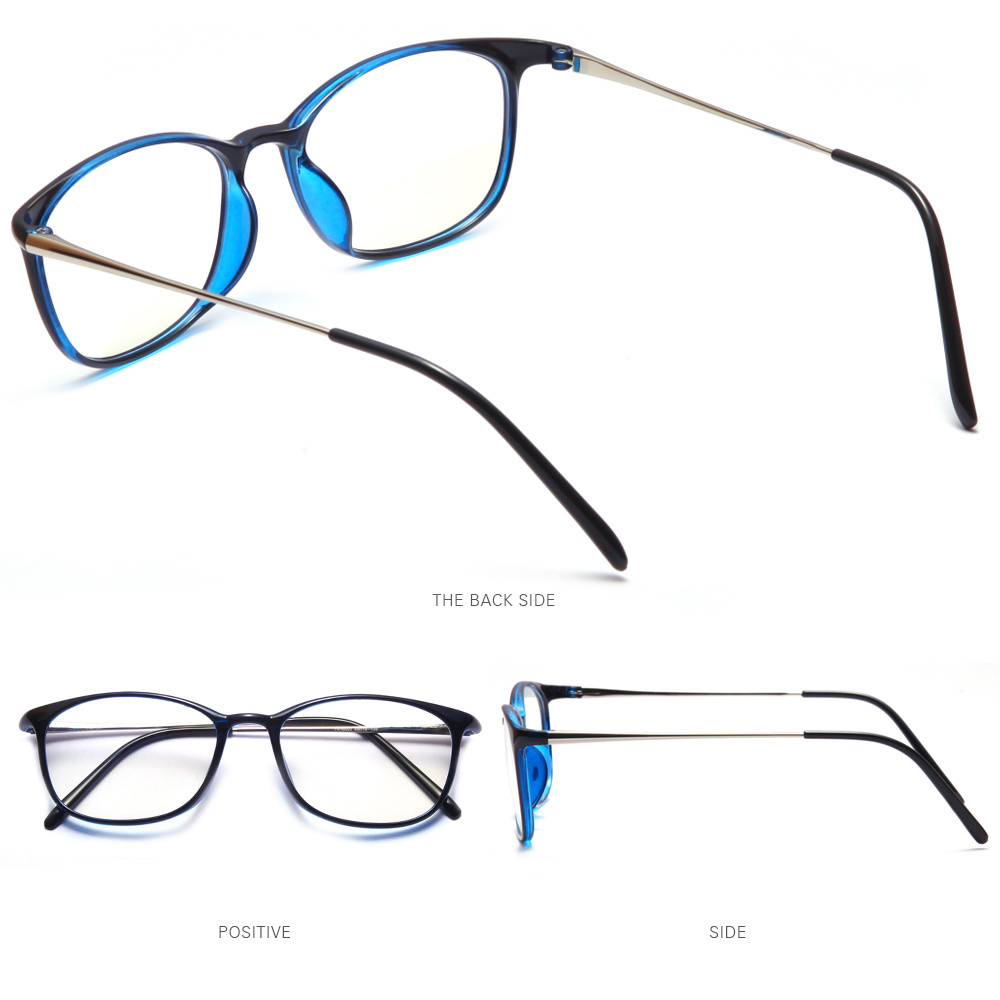 High Quality Wholesale China Squared Full Frame Black Blue Color TR90 Blue Light Blocking Eyeglasses Frame Optical For Unisex