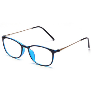 High Quality Wholesale China Squared Full Frame Black Blue Color TR90 Blue Light Blocking Eyeglasses Frame Optical For Unisex