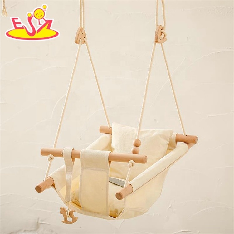 Indoor Outdoor Furniture Baby Wooden Hanging Swing Chair With Safety Belt W01D267