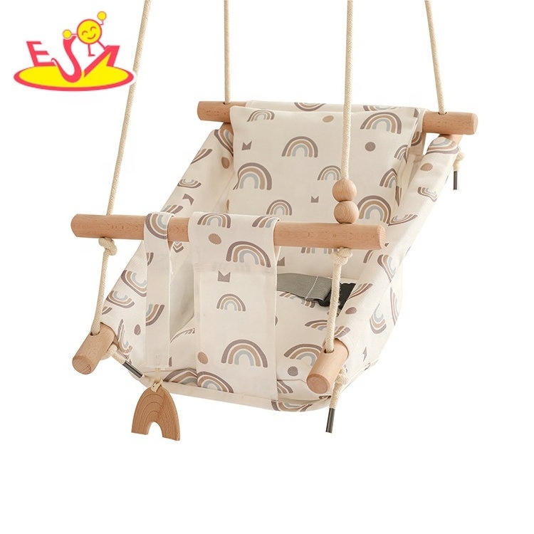 Indoor Outdoor Furniture Baby Wooden Hanging Swing Chair With Safety Belt W01D267