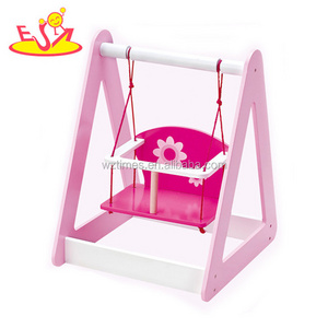 Wholesale pink cute kids wooden doll swing toy interesting toddler wooden doll swing toy W08F023