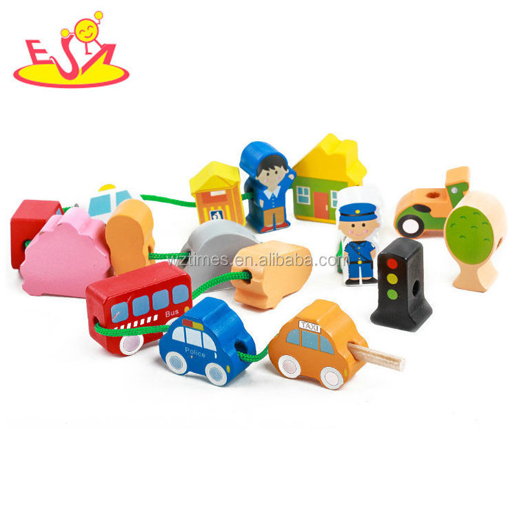 2023 Early childhood educational puzzle wooden drag toy cars young children wooden number train W11E077