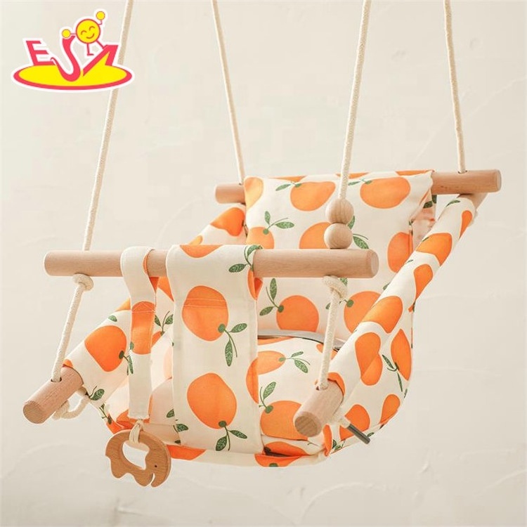 Indoor Outdoor Furniture Baby Wooden Hanging Swing Chair With Safety Belt W01D267