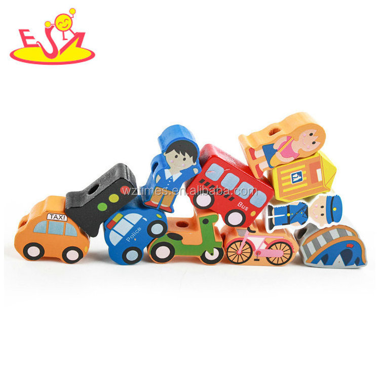 2023 Early childhood educational puzzle wooden drag toy cars young children wooden number train W11E077