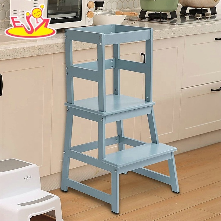 Customize Standing Kitchen Helper Stool Wooden Learning Tower For Kids W08G405