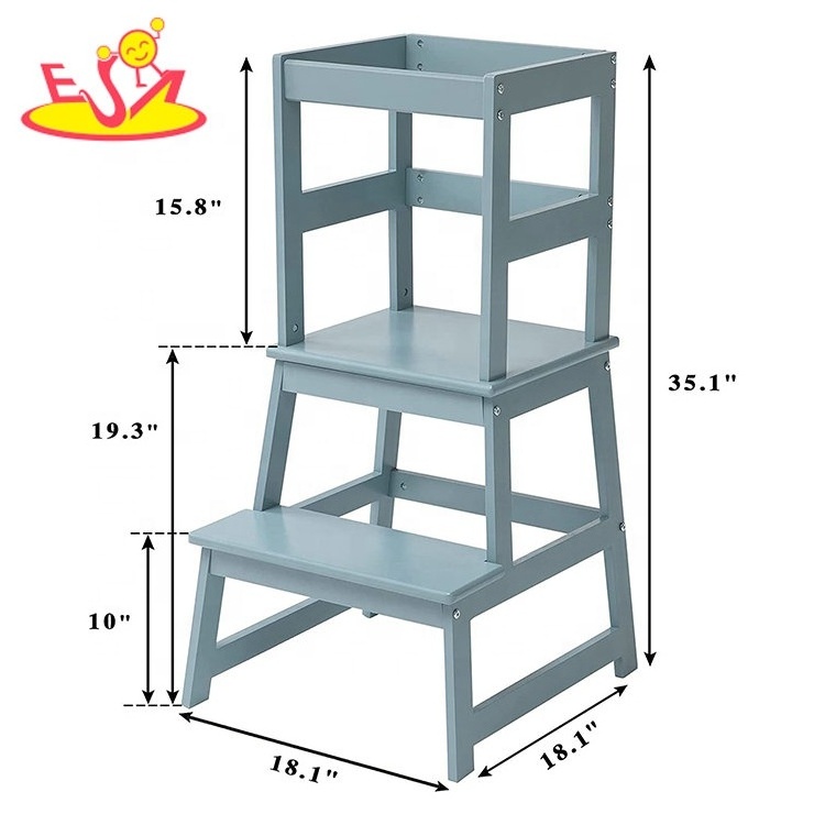 Customize Standing Kitchen Helper Stool Wooden Learning Tower For Kids W08G405