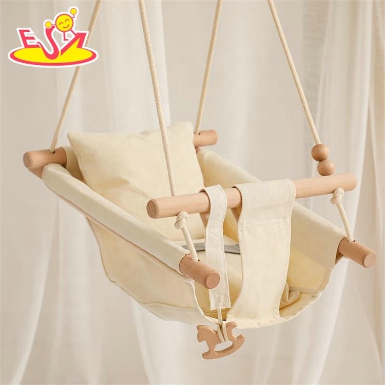 Indoor Outdoor Furniture Baby Wooden Hanging Swing Chair With Safety Belt W01D267