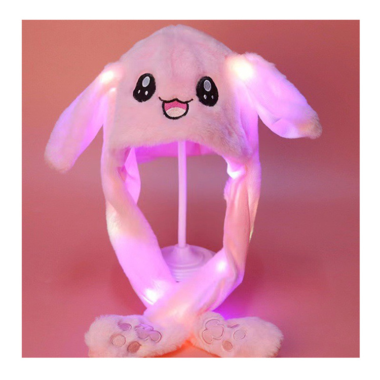 TikTok Style funny Rabbit Hat With Airbag Ear Move parent-child plush Bunny panda Pikachu net red cartoon light light cap