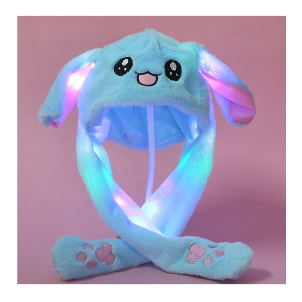 TikTok Style funny Rabbit Hat With Airbag Ear Move parent-child plush Bunny panda Pikachu net red cartoon light light cap