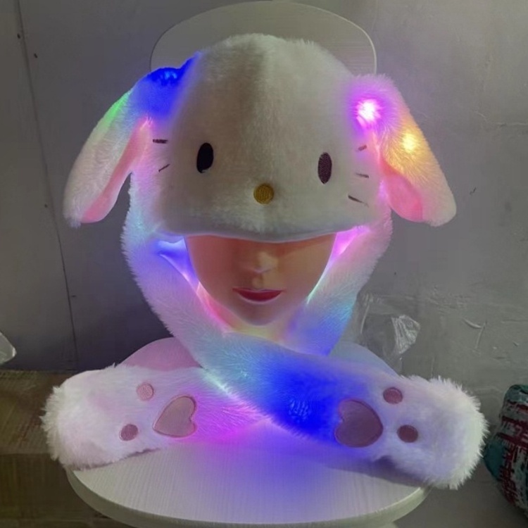 TikTok Style funny Rabbit Hat With Airbag Ear Move parent-child plush Bunny panda Pikachu net red cartoon light light cap