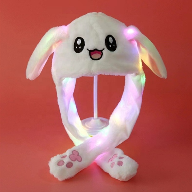 TikTok Style funny Rabbit Hat With Airbag Ear Move parent-child plush Bunny panda Pikachu net red cartoon light light cap