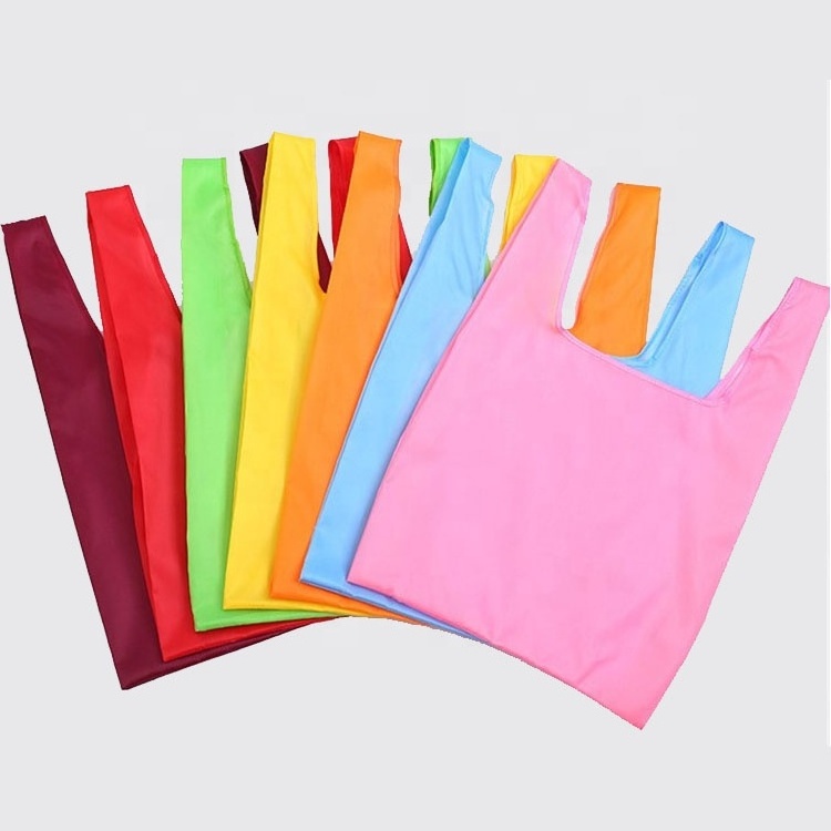 Factory direct reusable nylon Foldable Shopping Bags Pouch Polyester Bag