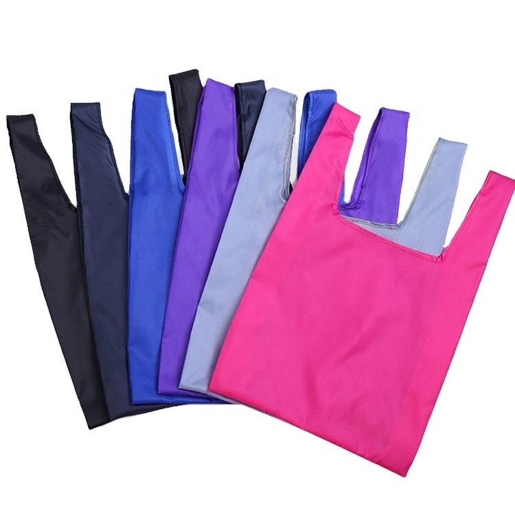 Factory direct reusable nylon Foldable Shopping Bags Pouch Polyester Bag