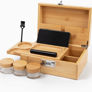 wholesale bamboo wooden hash stash box with Rolling Tray Smell Proof Storage Acacia Container Smoking Accessories boxes