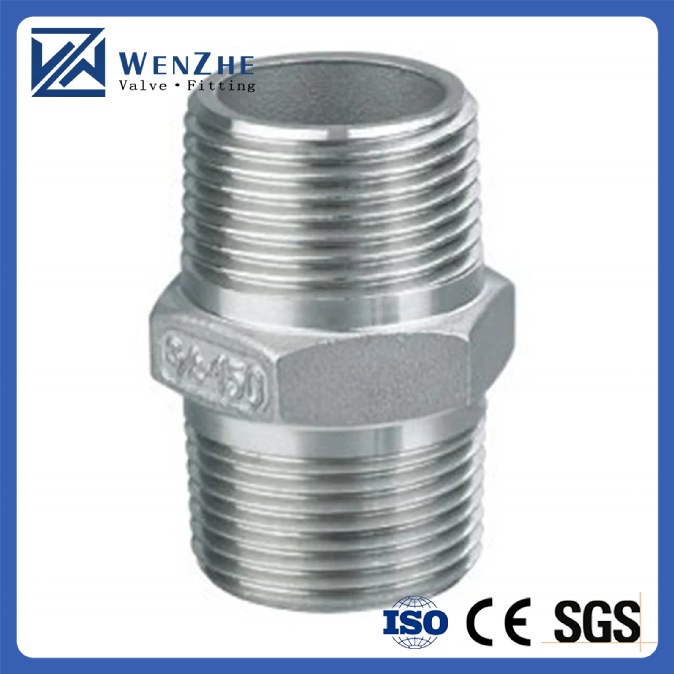 NPT Thread Stainless Steel Hex Nipple/ Hexagon Nipple SS304