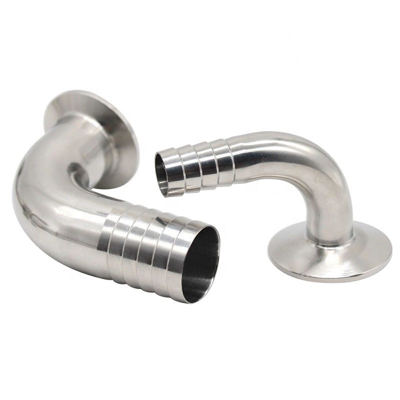 Stainless Steel 304 Sanitary Tri Clamp 90 Degree Hose Adapter Hose Nipple