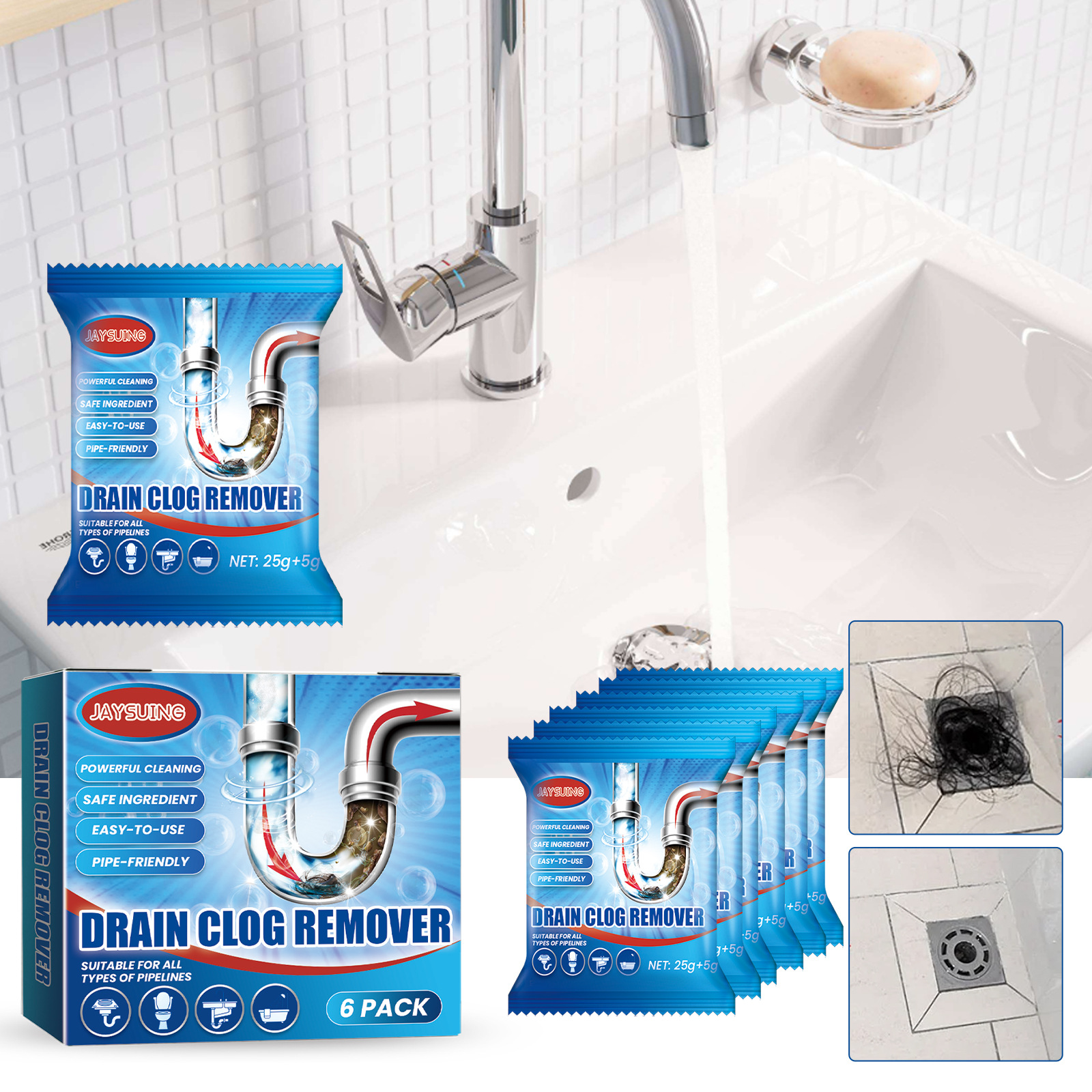 Drain blockage Remove powder Toilet kitchen drain blockage dredging clean deodorant powder natural deodorant