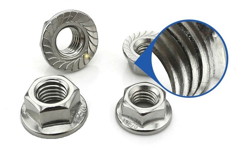 DIN6923 Custom galvanized carbon stainless steel hexagon insert Self Locking Hex Flange Nut With Serrated for Robust Connections