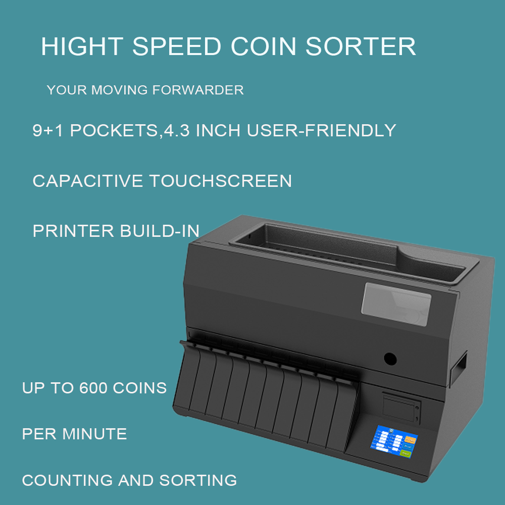 C9 Euro Coin Sorterlwith 4.3 inch touch screen coin counters sorters and coin counter sorter machine