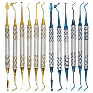 High Quality Kit 6 pcs Dental Cement Teeth Filling Spatula Instruments golden set Composite resin Filling