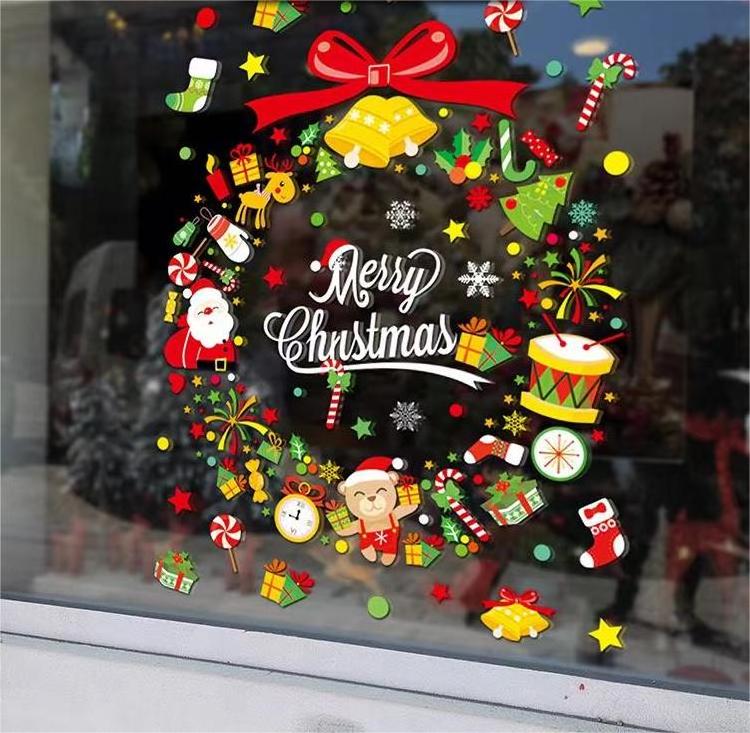 Christmas self-sticker glass decoration sticker shopping mall window Christmas tree gift wall sticker