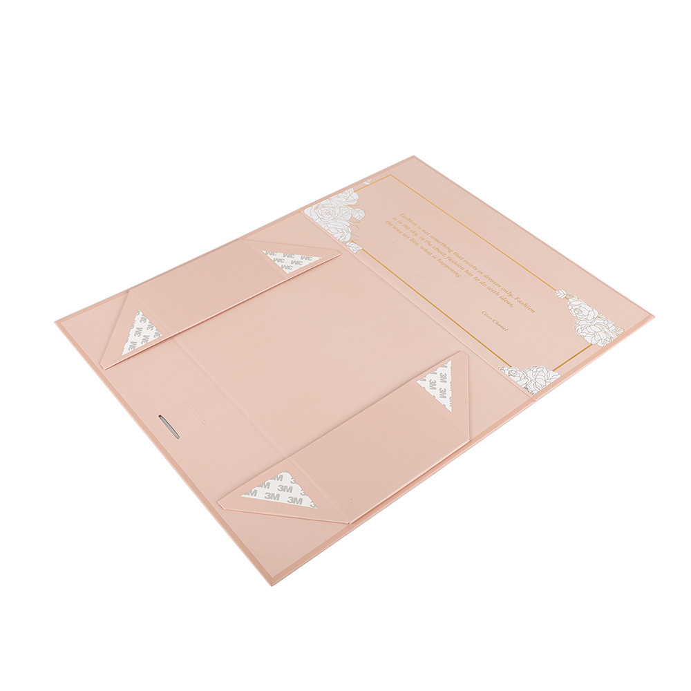 Eco friendly cardboard magnetic folding custom size logo printed large pink gift boxes with ribbon