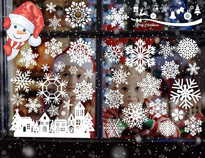 Custom Christmas Window Stickers Decorations Xmas Holiday Santa Decals Static Clings for Glass Window