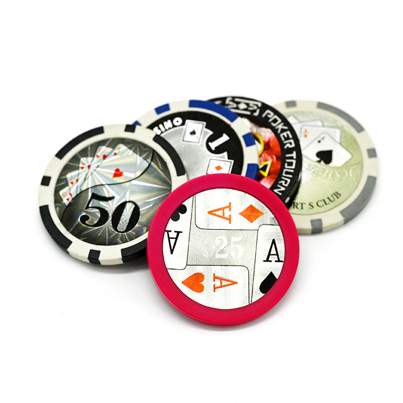 Custom Logo Texas Hold'em Poker ABS Ceramic Poker Chip Hologram Laser Gambling Casino Poker Chip Set with Laser Label