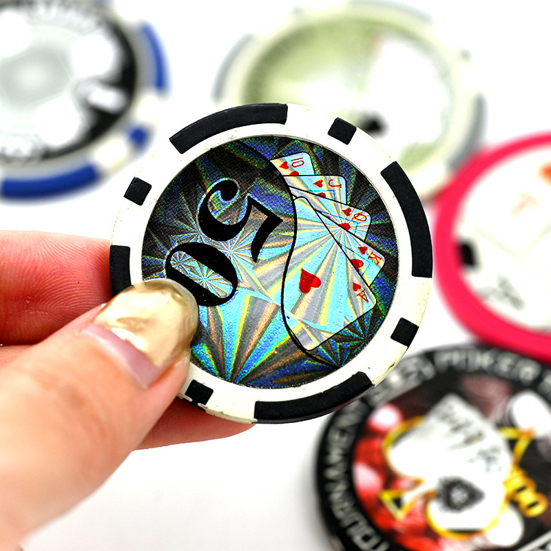 Custom Logo Texas Hold'em Poker ABS Ceramic Poker Chip Hologram Laser Gambling Casino Poker Chip Set with Laser Label