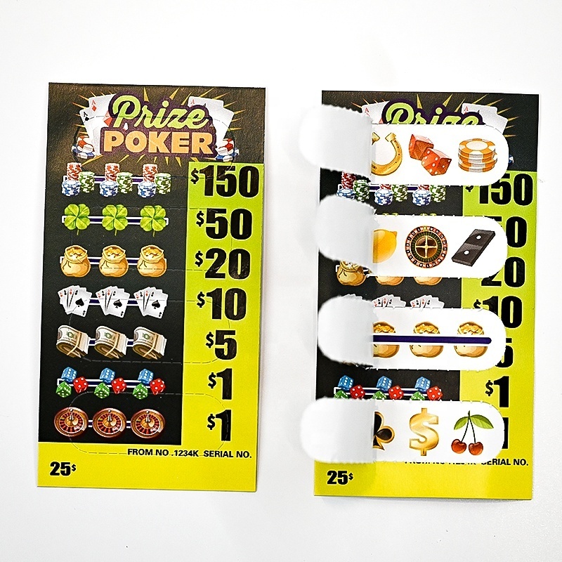 Professional Manufacturer Custom Printing Pull Tab Gambling Tickets Scratch off Cards Pull Tab Break Open Lottery Tickets