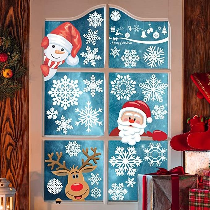 Custom Christmas Window Stickers Decorations Xmas Holiday Santa Decals Static Clings for Glass Window