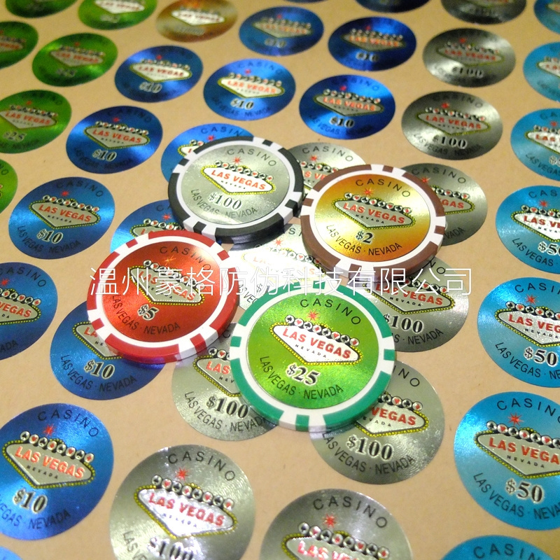 Custom Shining Casino Poker Chips Stickers with Denominations