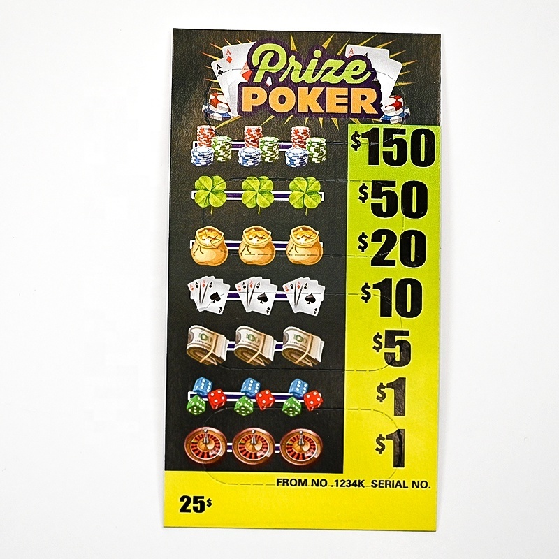 Professional Manufacturer Custom Printing Pull Tab Gambling Tickets Scratch off Cards Pull Tab Break Open Lottery Tickets