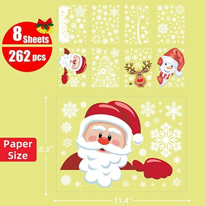 Custom Christmas Window Stickers Decorations Xmas Holiday Santa Decals Static Clings for Glass Window