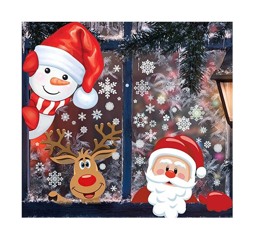 Custom Christmas Window Stickers Decorations Xmas Holiday Santa Decals Static Clings for Glass Window