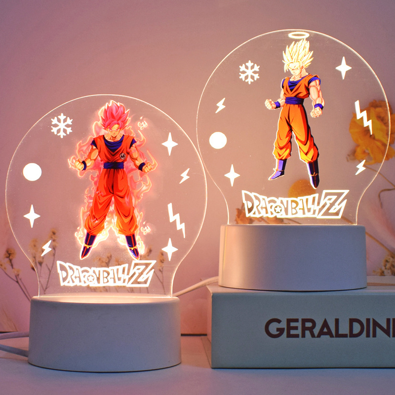 Japanese Anime Figurine Kids Cartoon Figures 3D Acrylic Night Lamp Table Bedroom Lighting for Kids Baby USB Cable