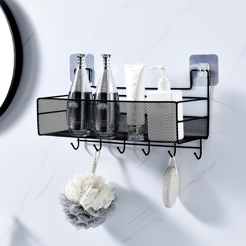 bathroom storage shelf No-drill Storage Rack Shelf Holder Toilet Organizer Bathroom Accessories Basket Wall Mounted Shower Caddy