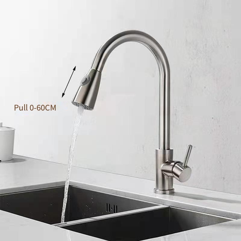 Commercial Stainless Steel Restaurant Mixers Stainless Steel Brushed Deck Mounted Pull Out Kitchen Faucet For Sink